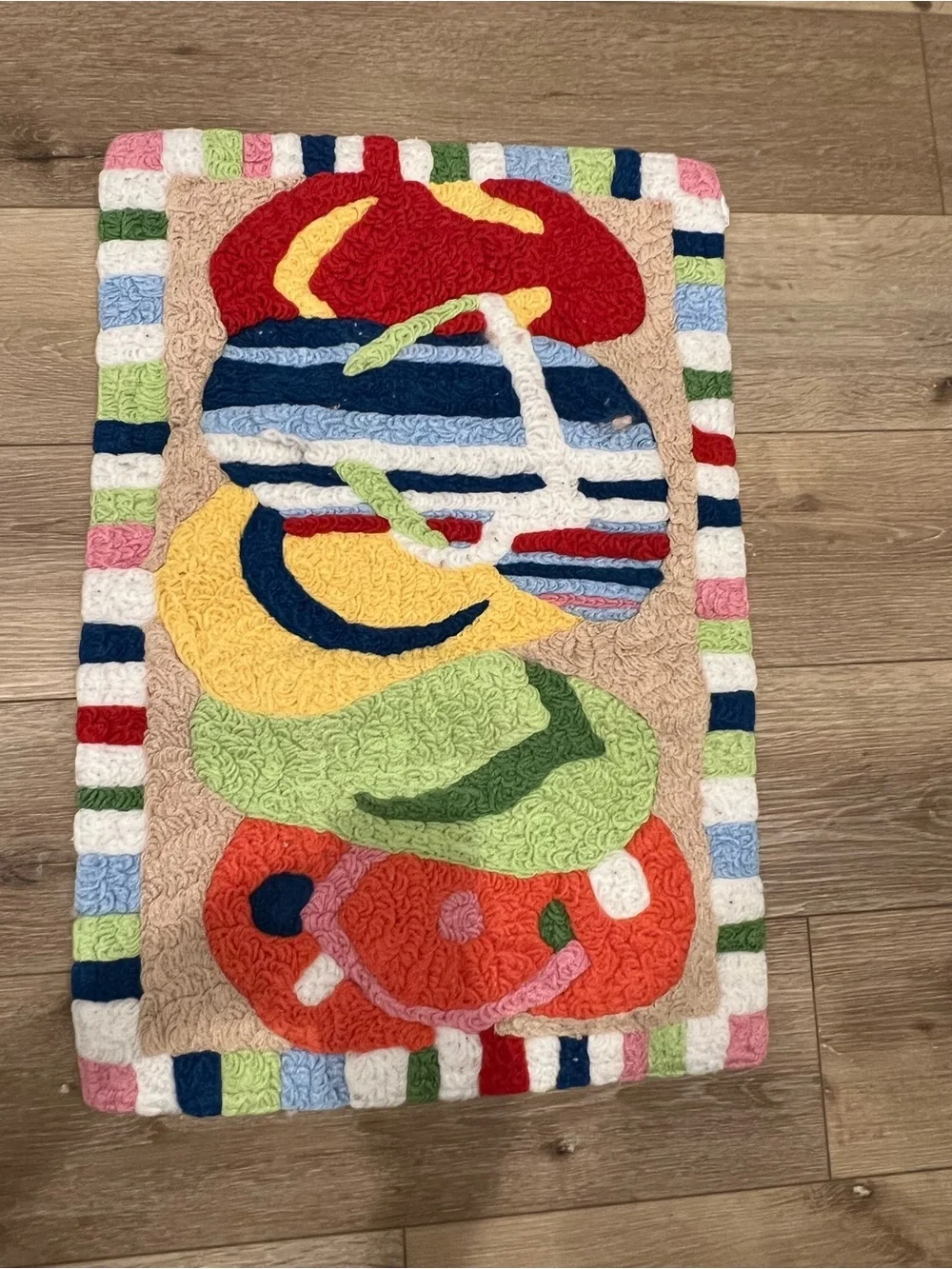 Multicolor Abstract Loop Cotton Bath Rug